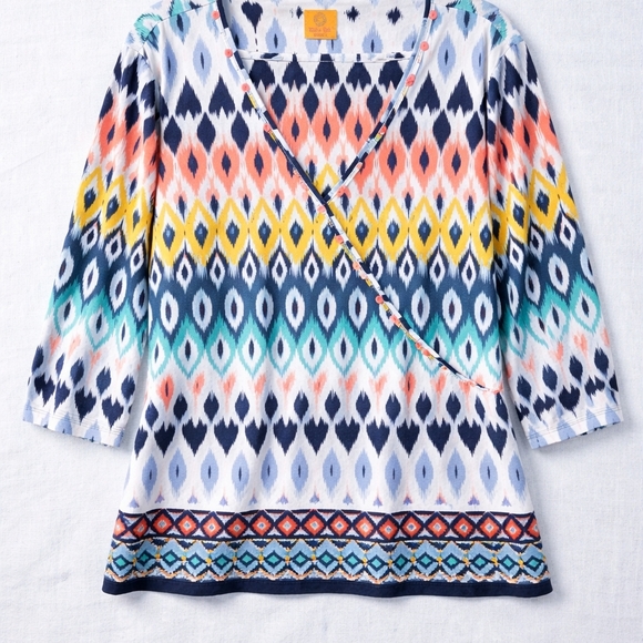 Ruby Rd. Vibrant Diamond Pattern Top - Picture 5 of 7